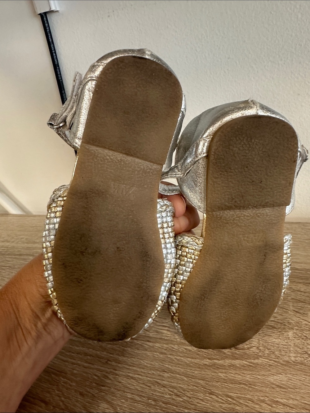 Zara Mixed Metals Woven Mary Jane Ballet Flat Party Shoe 24 7 - Picture 5 of 6